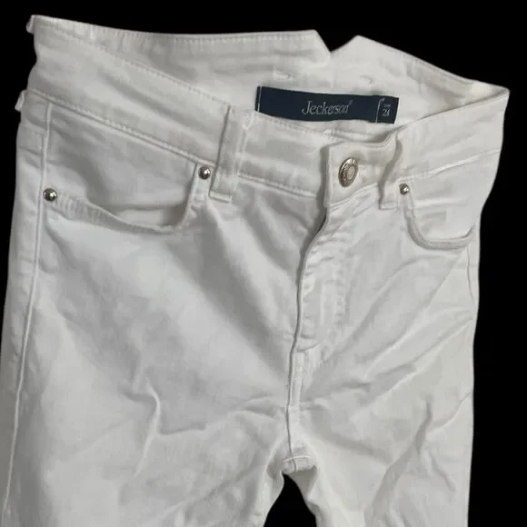 Jeckerson White Denim Jeans Sz. 24 Made in Italy Runs 26” - Picture 3 of 12